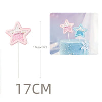 Thumbnail for Topo de Bolo em Formato de Estrela Escrito Feliz Aniversário - 2pcs