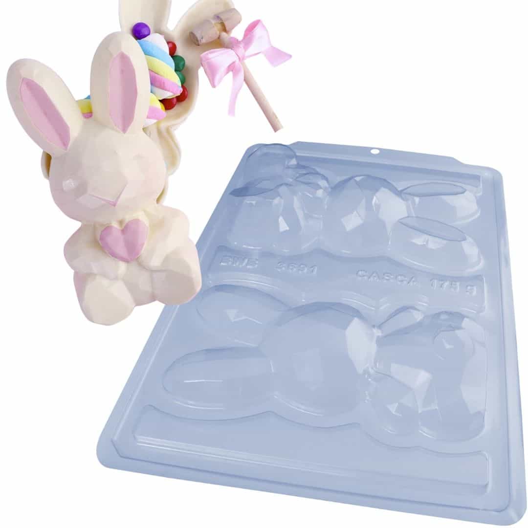 Forma de Chocolate Especial 3 Partes - Coelho Lapidado - BWB3691