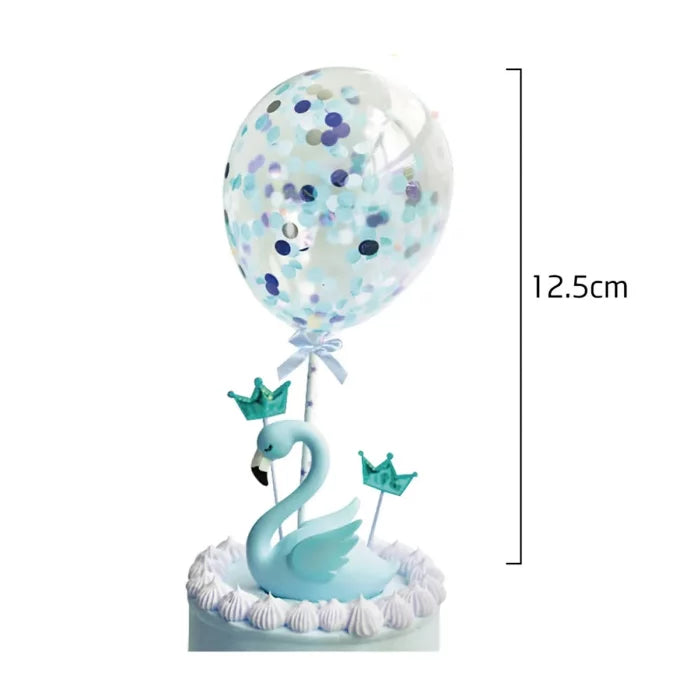 Topo Bolo com Balão de Confetes Azul