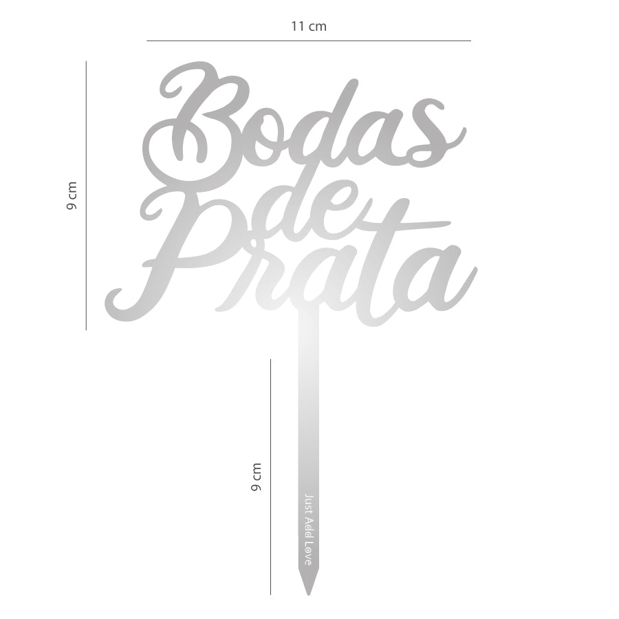 Topper Prata Bodas de Prata