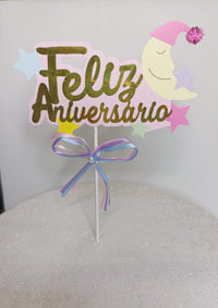 Thumbnail for Topper Bolo Feliz Aniversário Lua 6