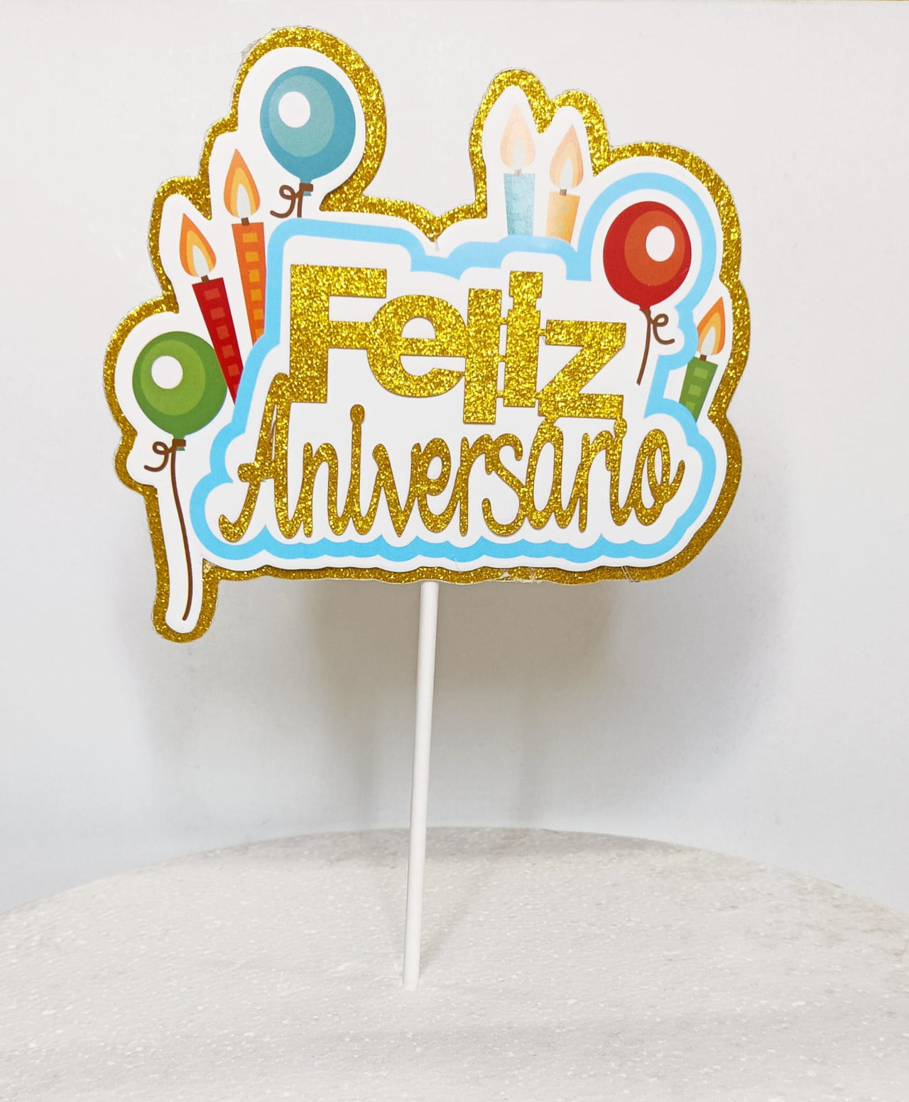 Topper Bolo Feliz Aniversário 7 Com Luzes