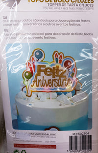 Thumbnail for Topper Bolo Feliz Aniversário 7 Com Luzes