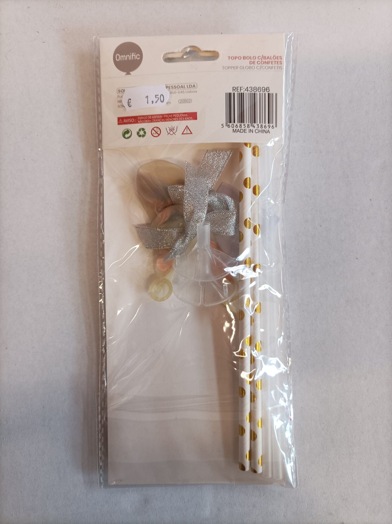 Topo Bolo com Balão de Confetes 2 - 2pcs