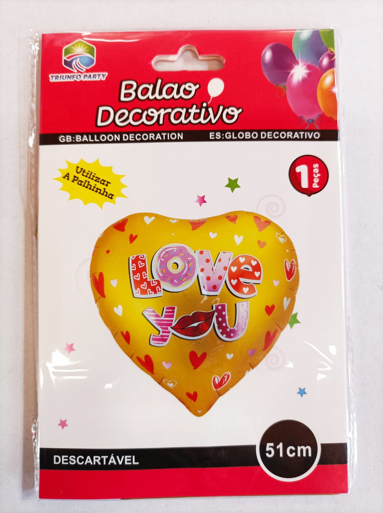 Balão Coração e Love You 3 - 1 pç