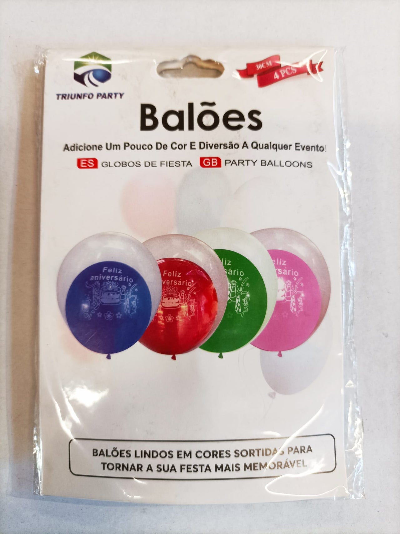 Kit Balão Feliz Aniversário Cores Sortidas - 4 pçs