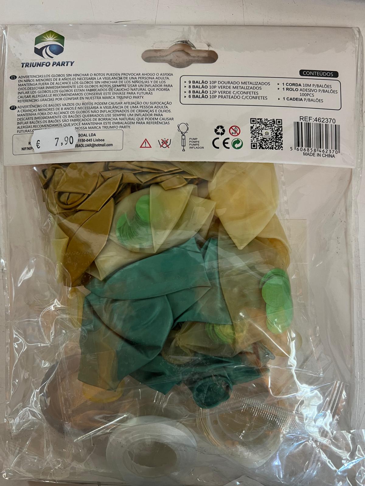 Kit de Balões Verde, Dourado, Confeti - 31pç