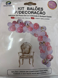 Thumbnail for Kit de Balões Rosa, Branco, Confeti - 56pç