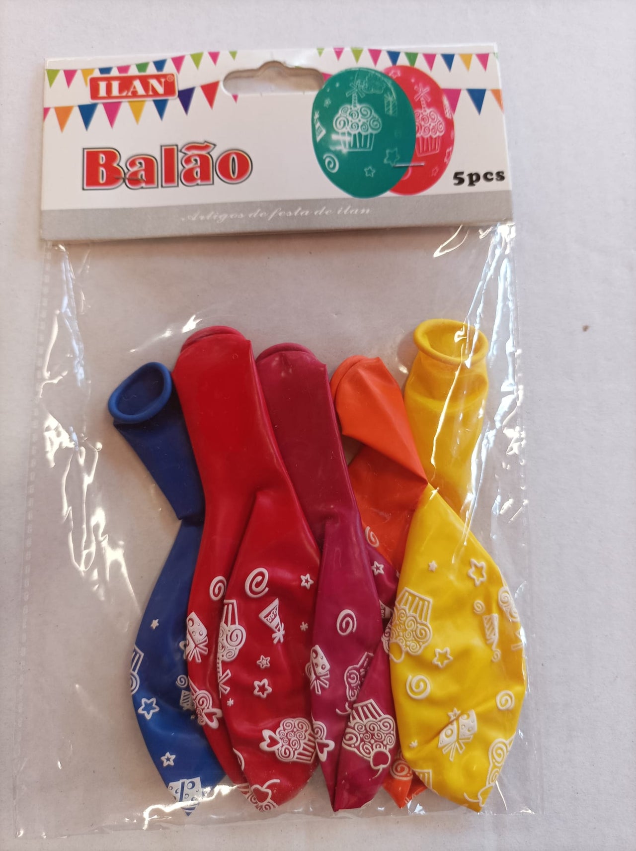 Kit Balão com desenhos de cupcake - 5 pcs
