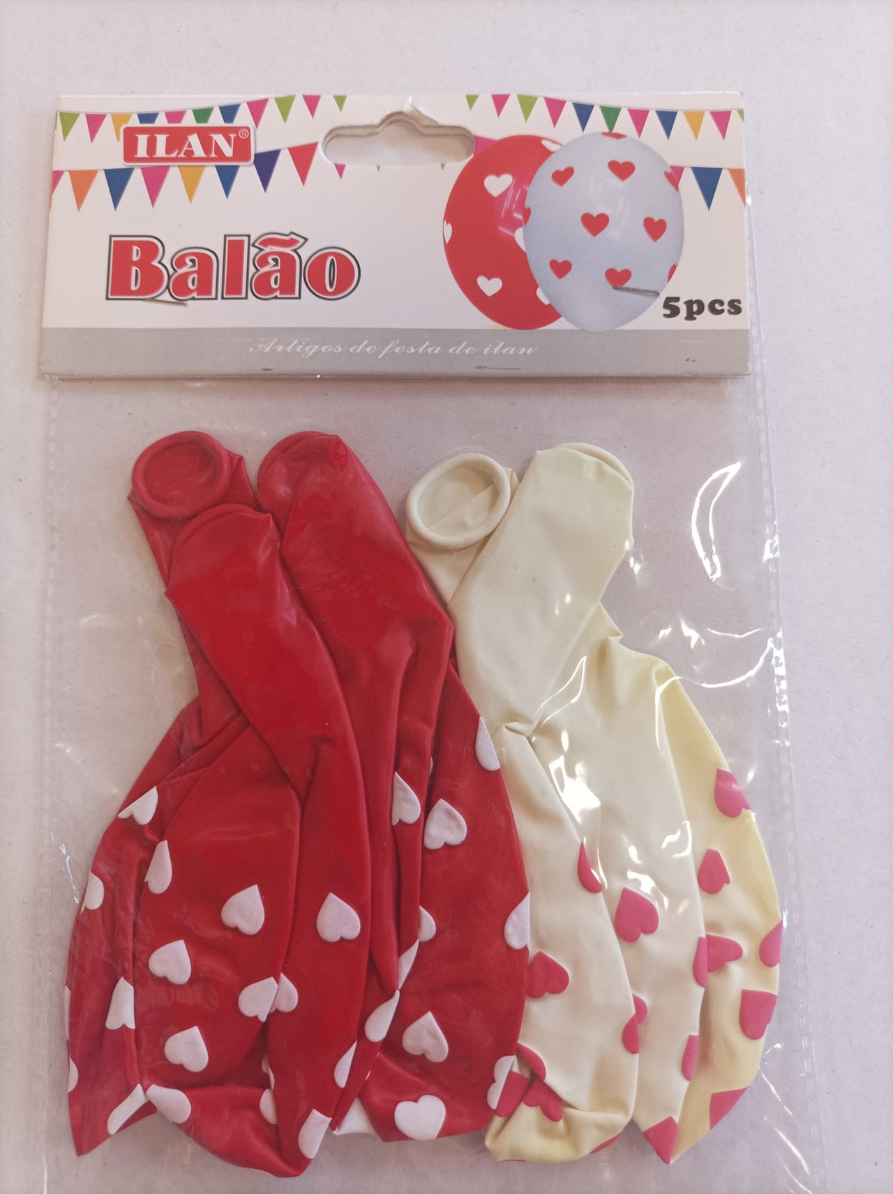 Kit Balão com desenhos de corações - 5 pcs