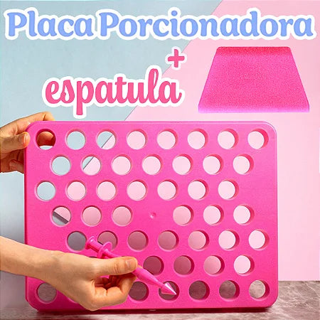 Placa Porcionadora Com Empurrador 2 em 1 Rosa 18g 2 Peças