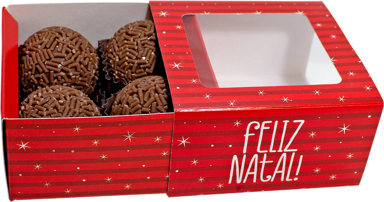 Caixa gaveta c/ visor 4 doces Noel c/10un
