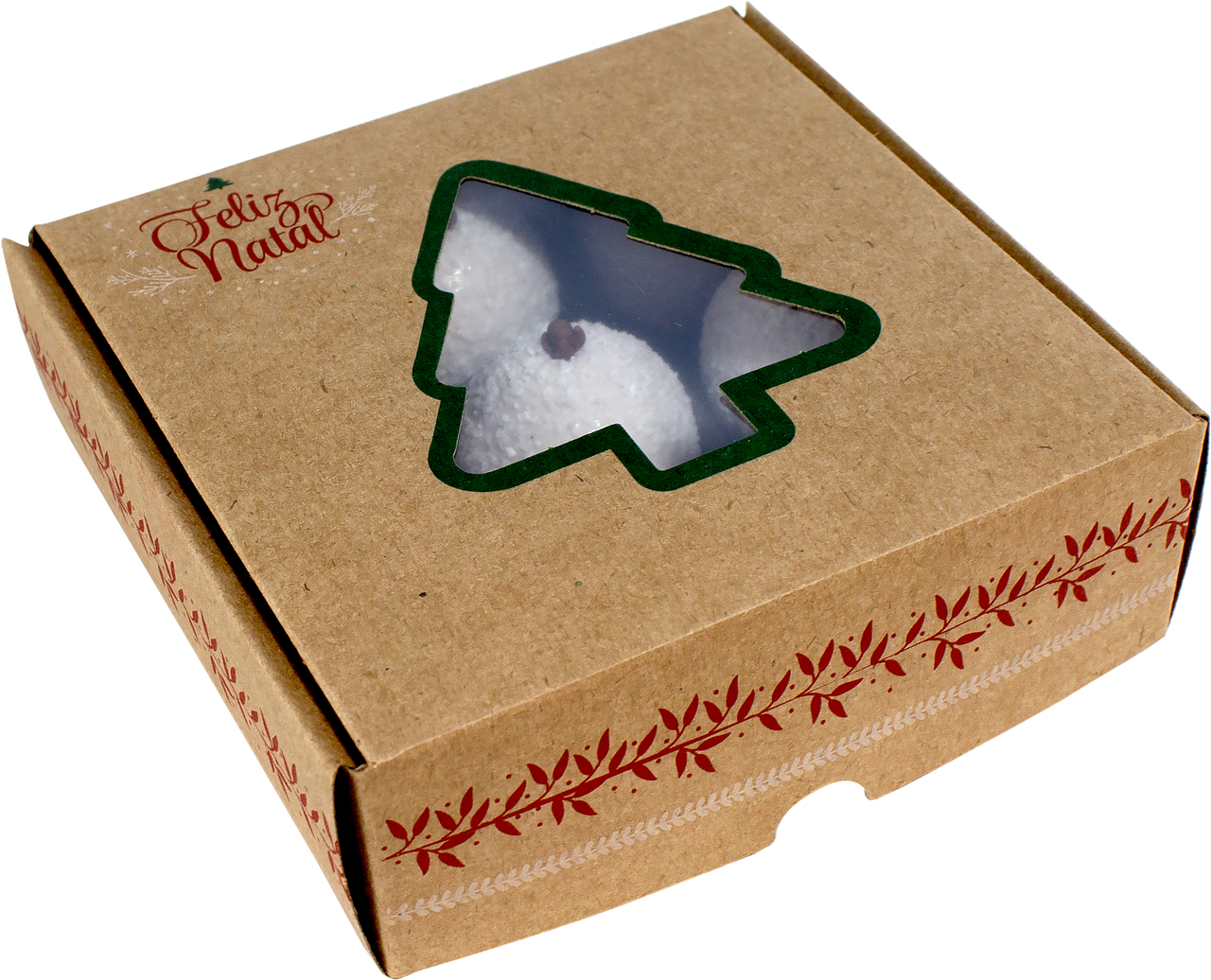 Caixa Kraft com Visor Árvore 9 Doces - Pct 10 Unidades