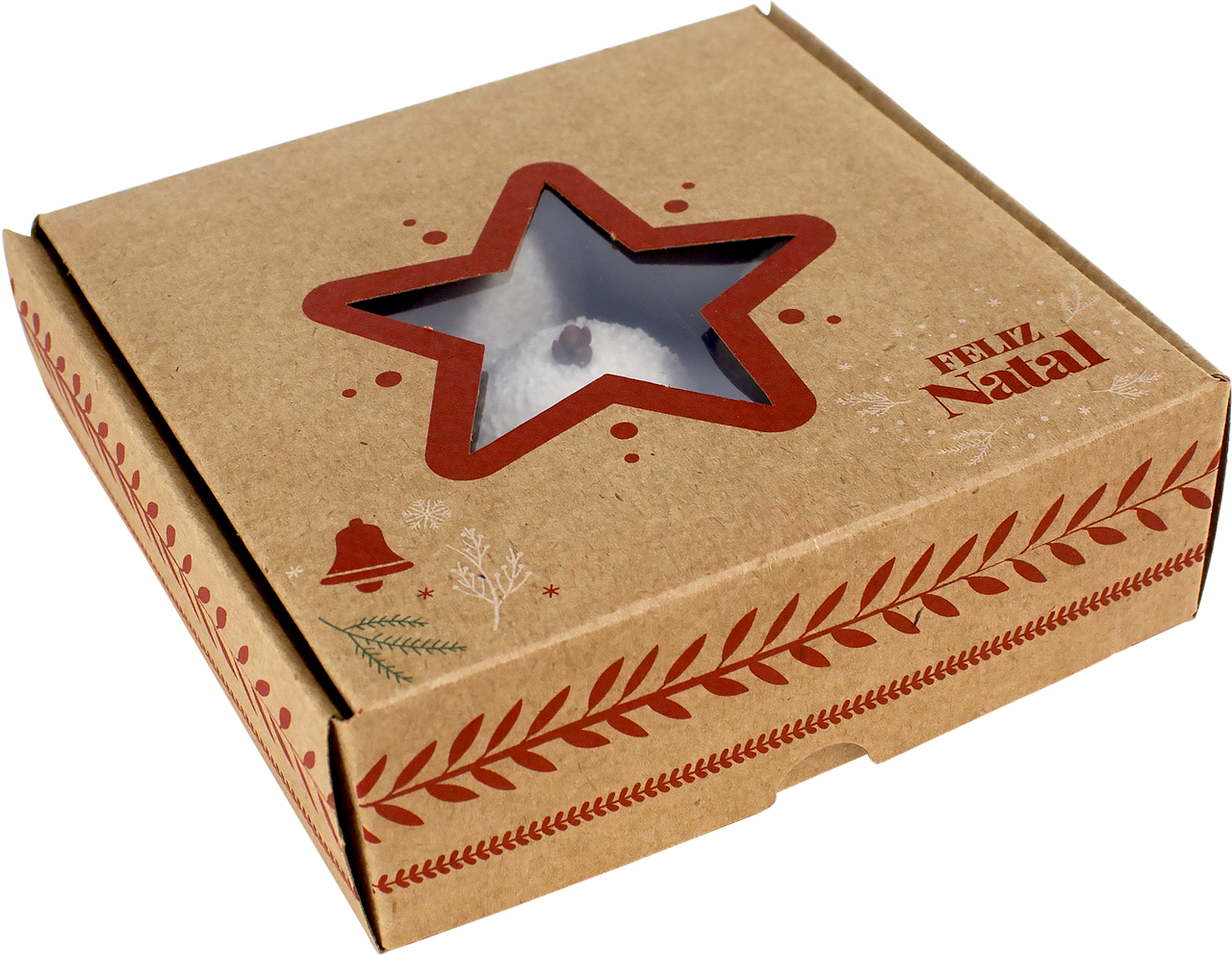 Caixa Kraft com Visor Estrela 9 Doces - Pct 10 Unidades