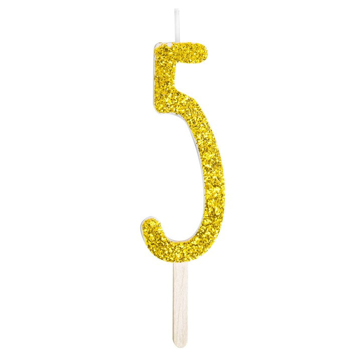 Vela Numero "5" Glitter Dourada - PME