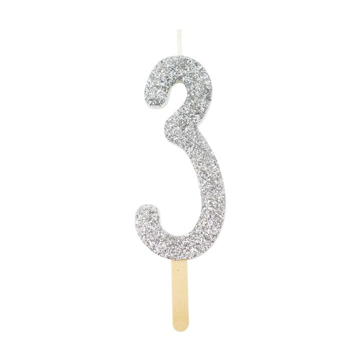 Vela Prateada Glitter 3 - PME