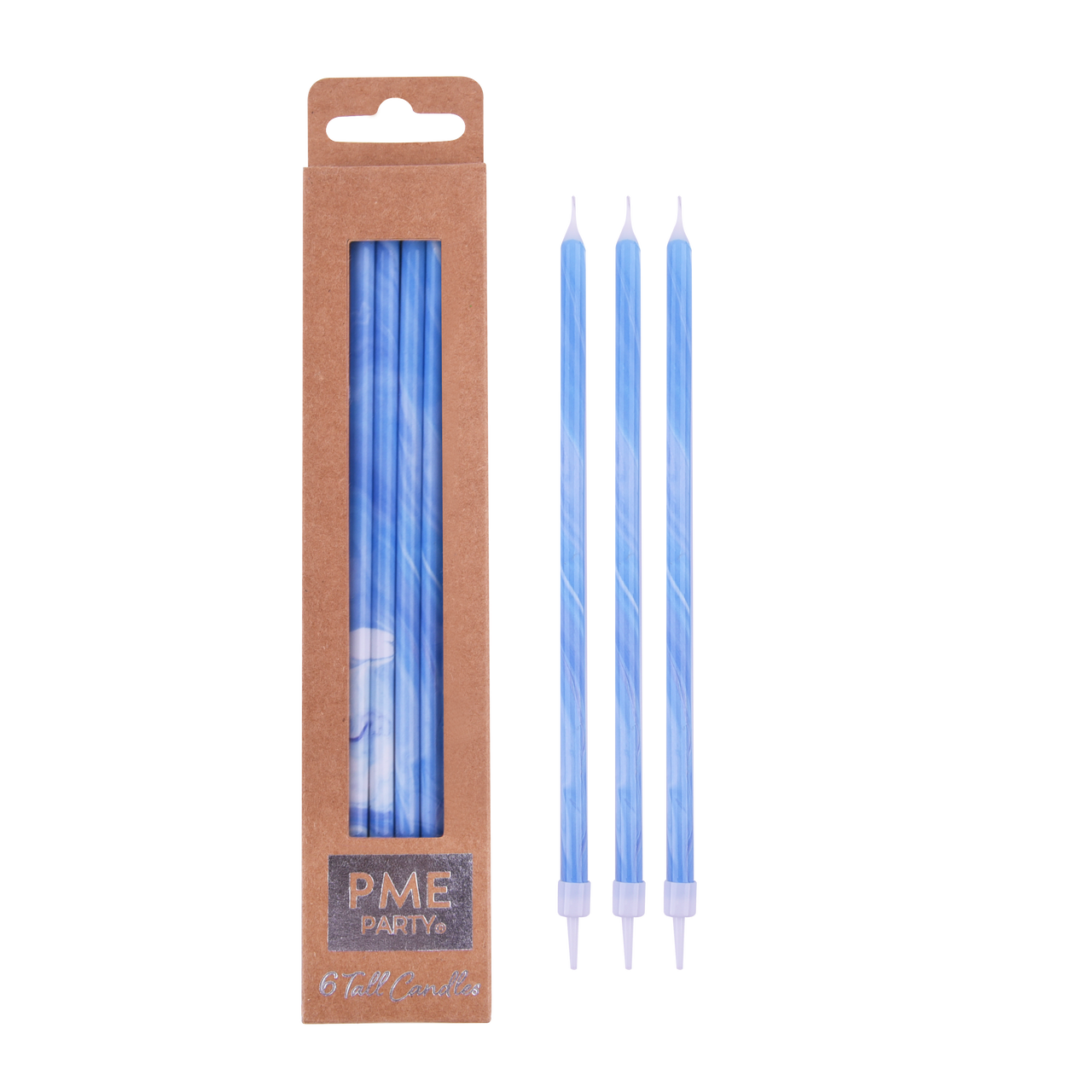 Vela Extra Alta Azul Marble PME - Pack 6 unidades