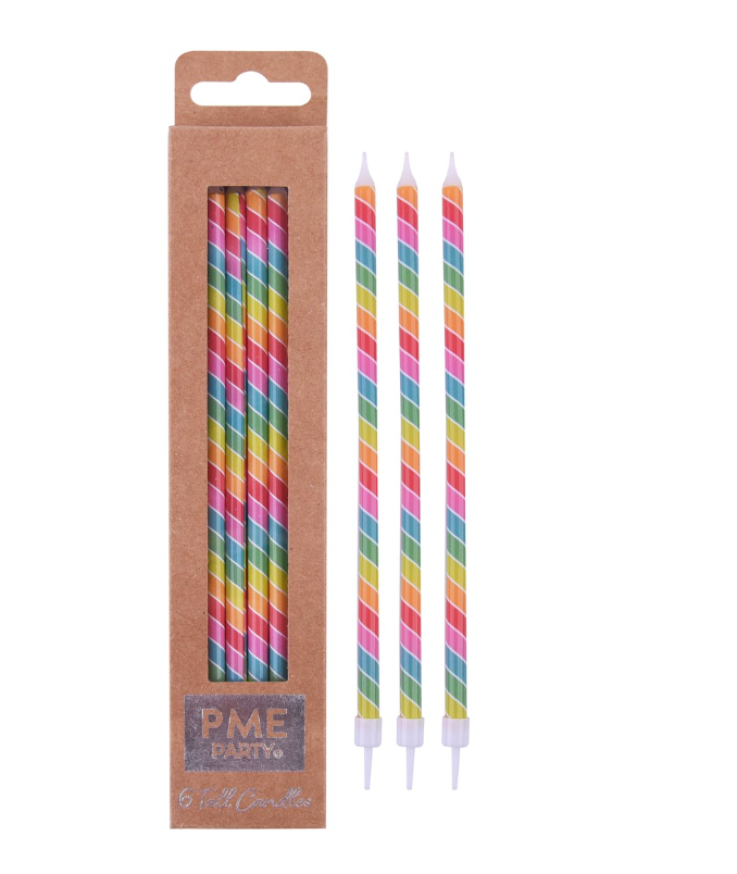 Vela Extra Alta Raibow PME - Pack 6 unidades