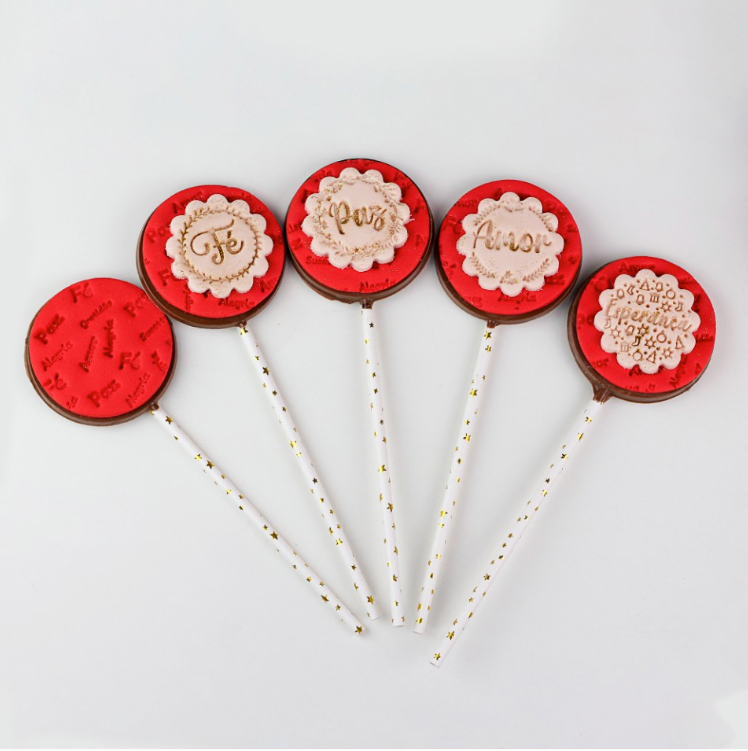Kit Carimbos Bons Desejos 5cm - Rosa Bebe