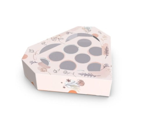 Caixa com Visor Coração Flower 10 Doces - Kit 10 unidades