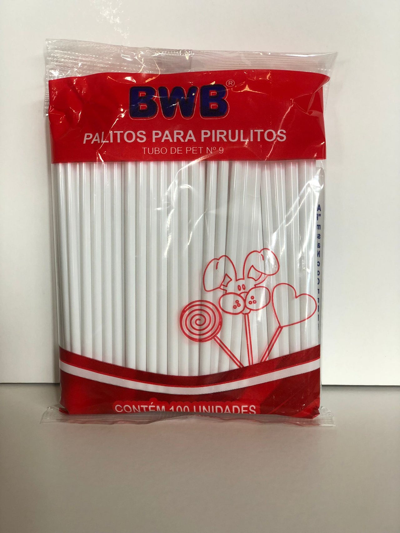 Palito para Pirulito Pequeno (Tubo de Pet Branco Nº 9) - Pacote c/ 100 UND