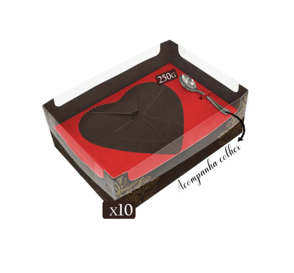 Caixa Ovo De Colher Coração De 250g - Red Love - 10 Unidades