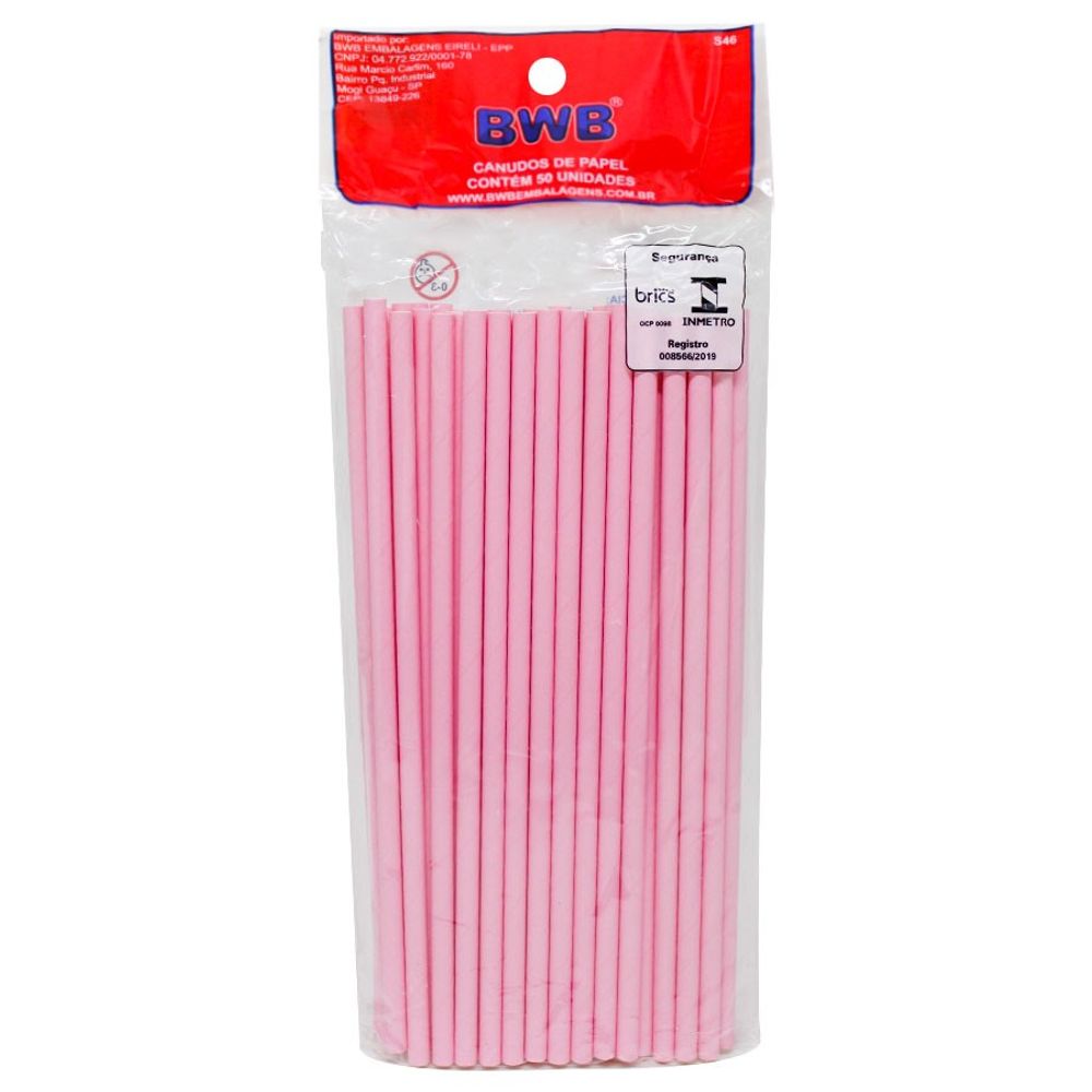 Forma De Chocolate - Canudo De Papel Liso Rosa Com 50un BWB9951