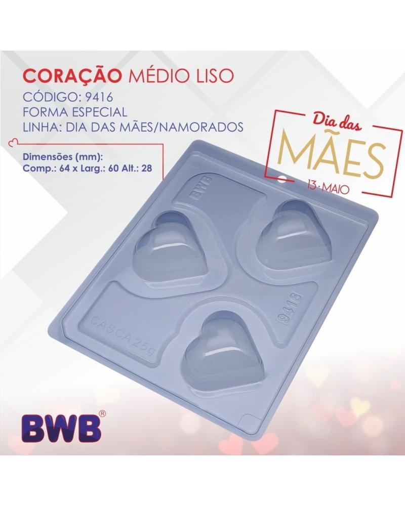 Forma De Chocolate - Forma De Chocolate Especial 3 Partes Coração Médio Liso 25g Ref.9416 BWB