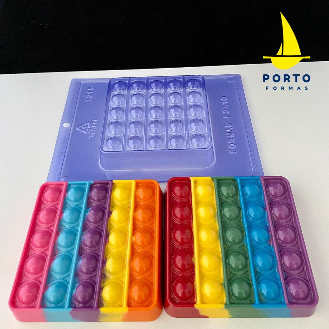 Forma De Chocolate - Forma De Chocolate Especial 3 Partes - Quadrado Pop It Fidget