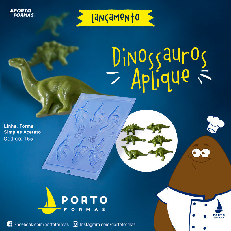 Forma Linha Simples - Acetato - Dinossauros Aplique - PF155