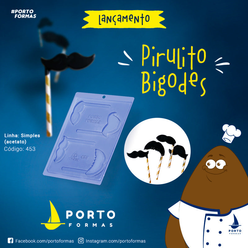 Forma Simples Acetato - Pirulito Bigodes - PF453