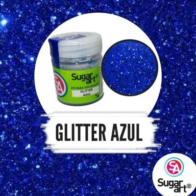 Glitter em Pó para Decoração Azul 5g - Sugar Art