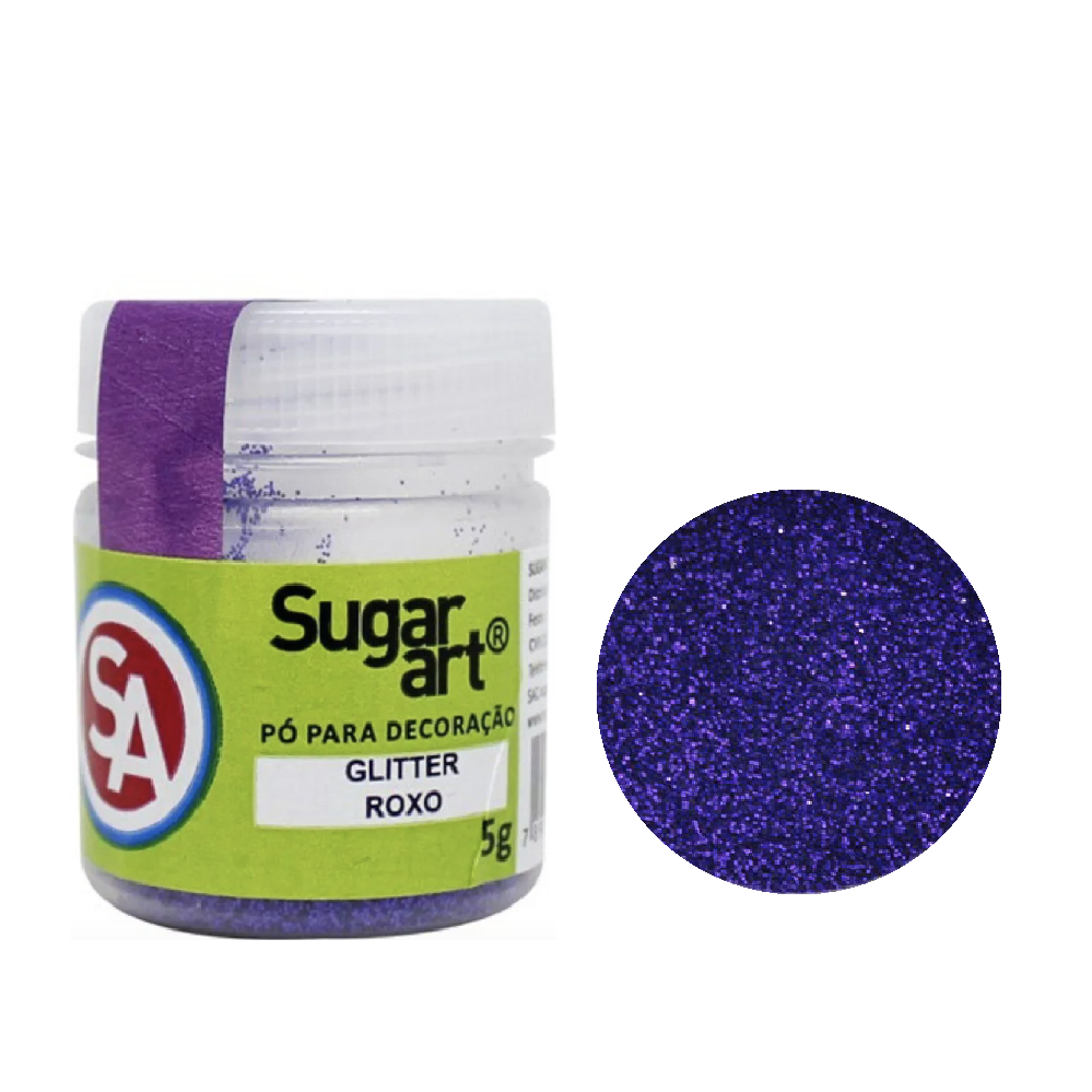 Glitter em Pó para Decoração Roxo 5g - Sugar Art