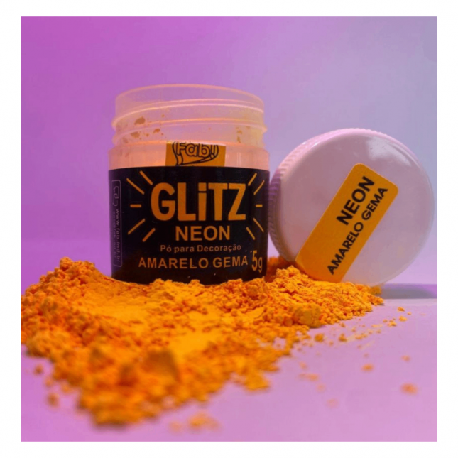 Pó Decorativo Neon Glitz Amarelo Gema 5g - FAB