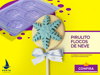 Thumbnail for Porto Formas - Forma Linha Simples – Acetato - Pirulito Flocos De Neve - PF415