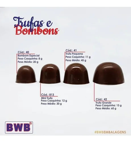 Forma de Chocolate Especial 3 Partes - Bombom e Trufa Especial BWB40