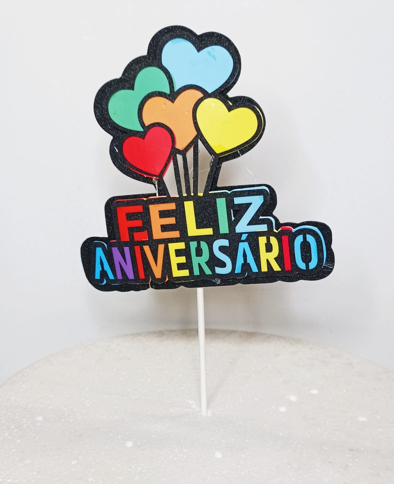 Topper Bolo Feliz Aniversário 1 -  Com Luzes
