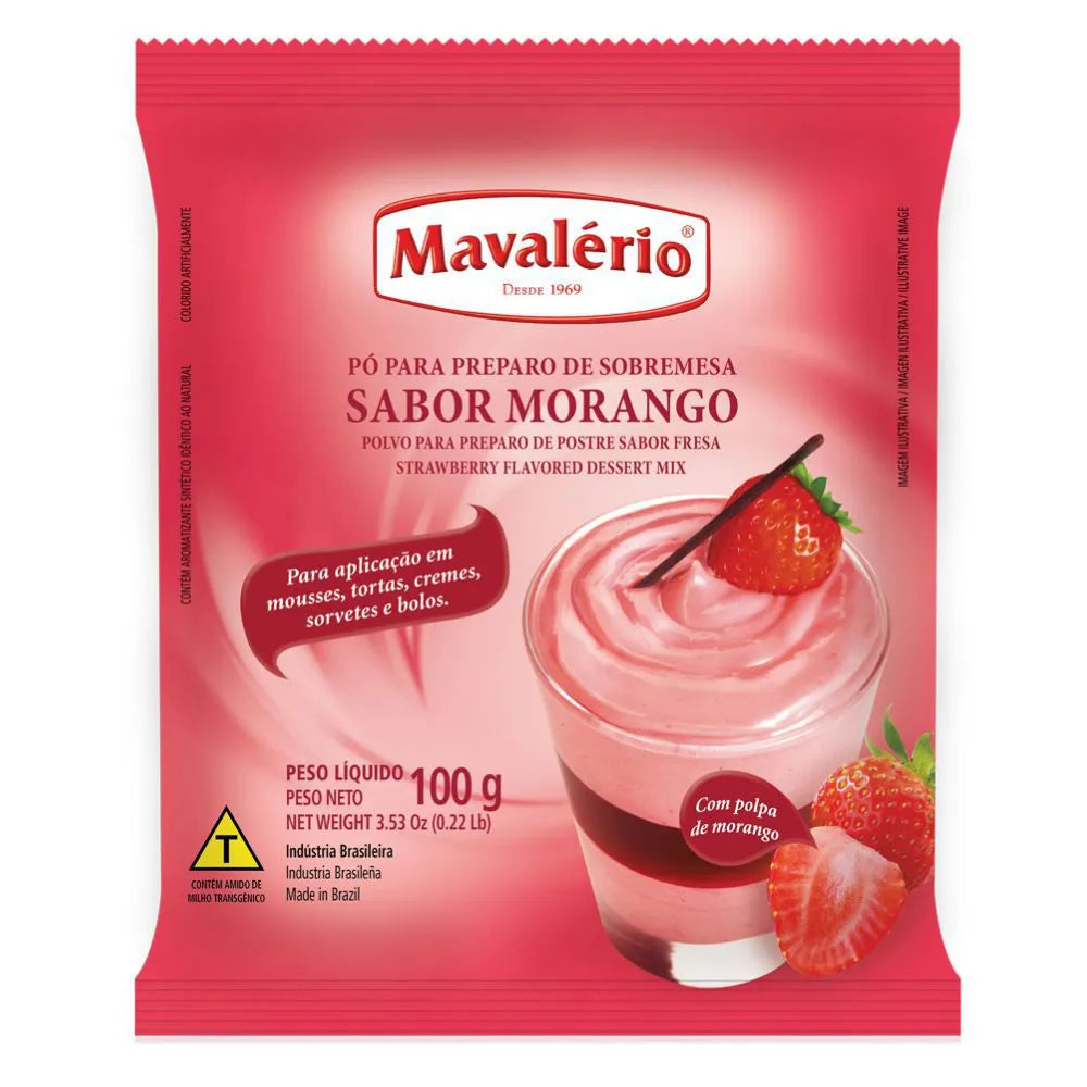 Pó para Preparo de Sobremesa de Morango 100g MAVALÉRIO