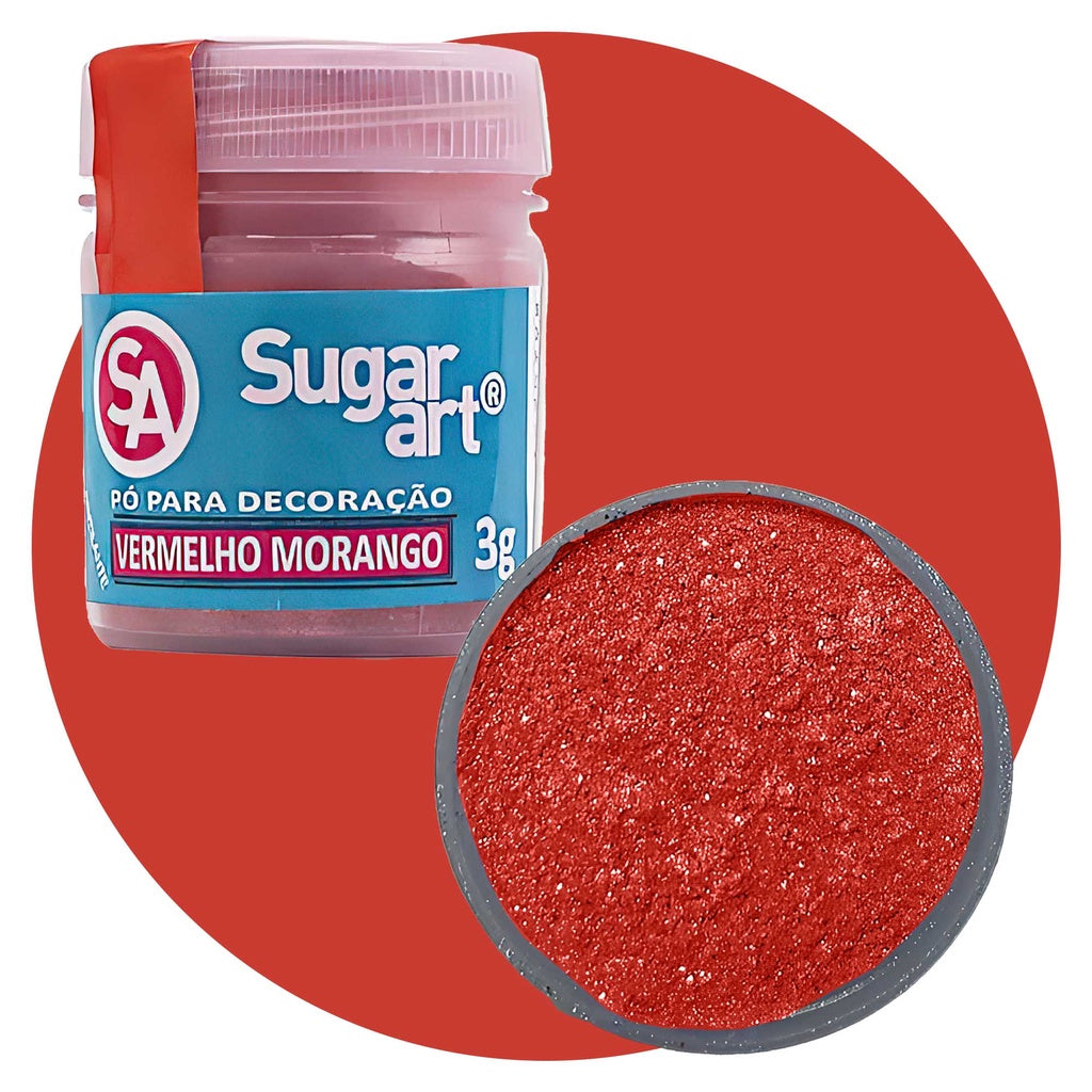 Pó para Decoração Vermelho Morango 3g - Sugar Art -PT
