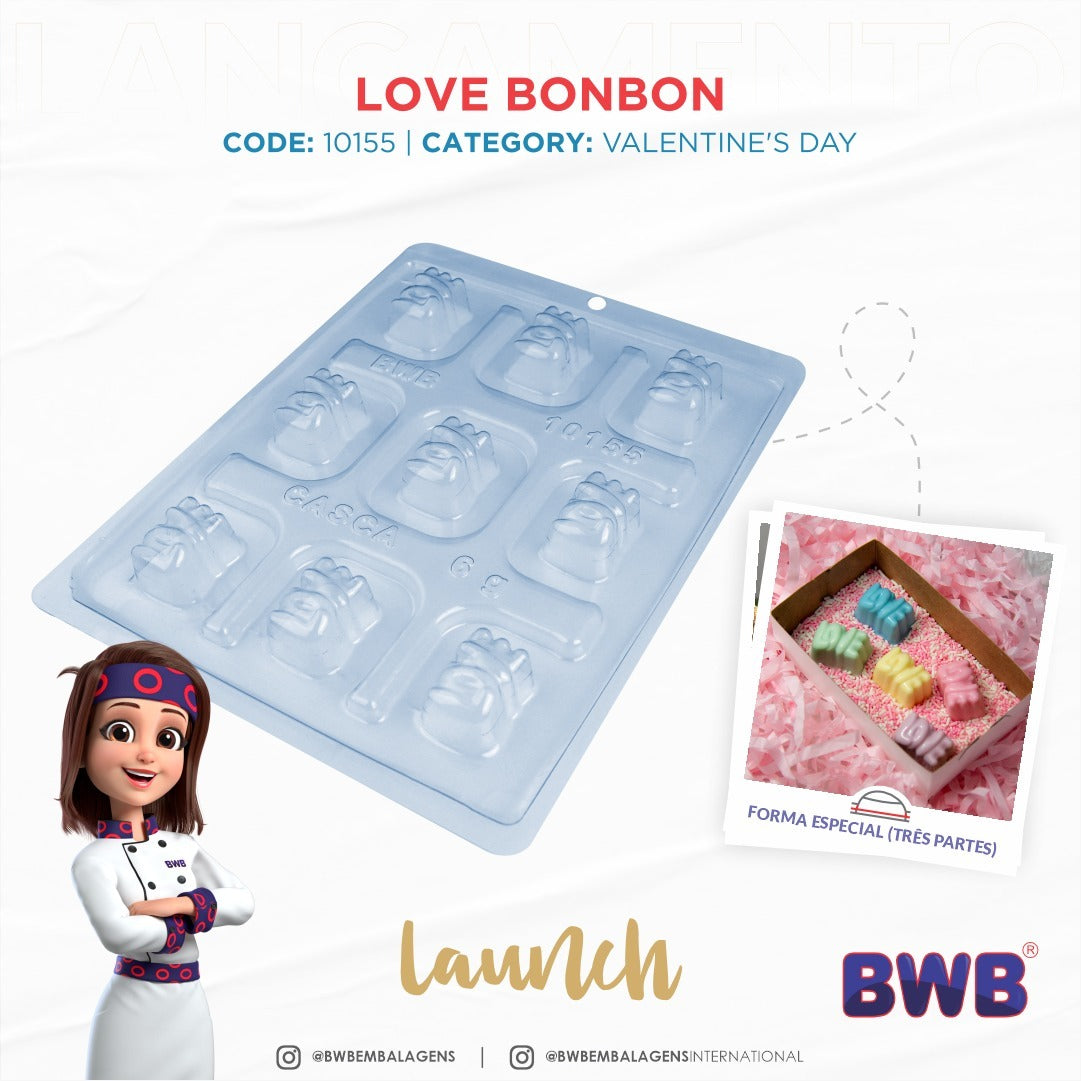 Forma de Chocolate Especial 3 Partes - Bombom Love - BWB10155