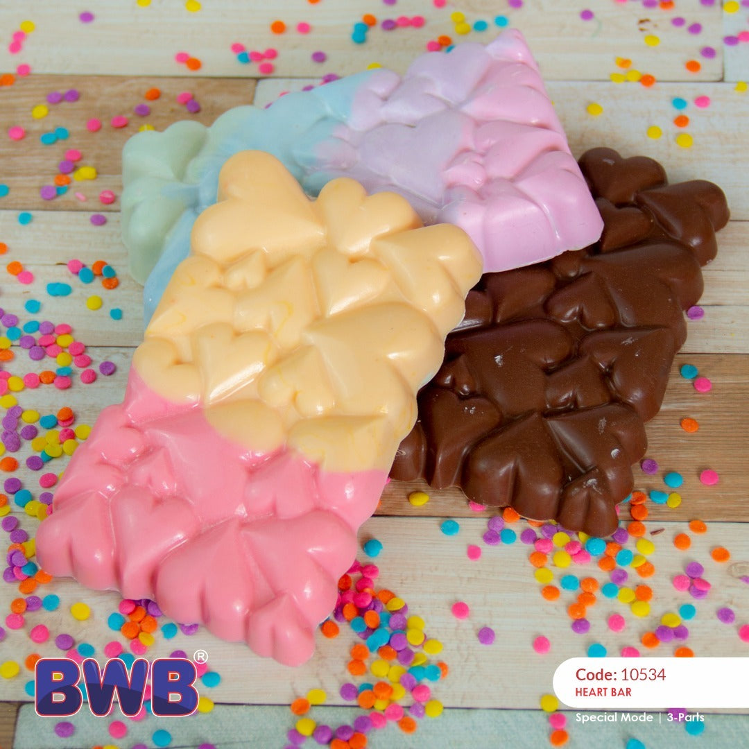Forma de Chocolate Especial 3 Partes -  Barra Coração - BWB10534
