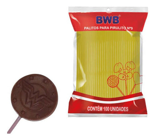 Palito para Pirulito Pequeno No 9 AMARELO - Pacote c/ 100 UND