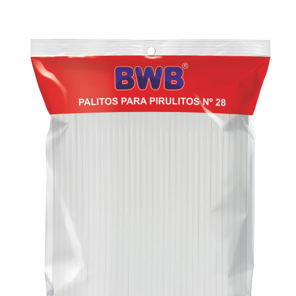 Palito para Pirulito Grande No 28 Branco - Pacote c/ 50 UND