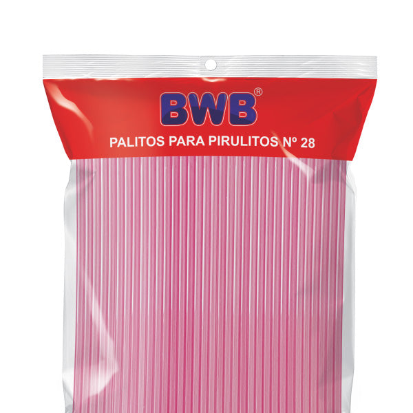 Palito para Pirulito Grande No 28 Rosa - Pacote c/ 50 UND