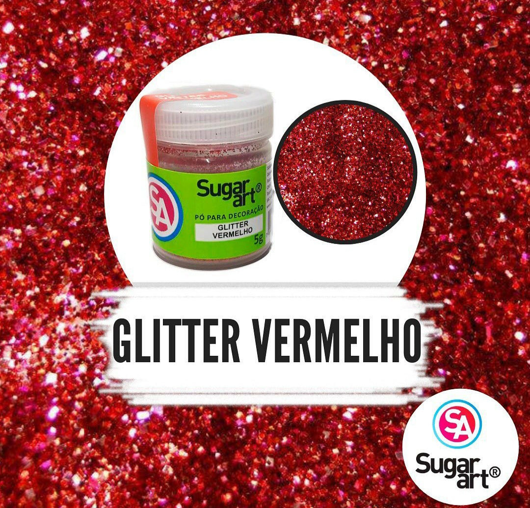 Glitter em Pó para Decoração Vermelho 5g Sugar Art - PT