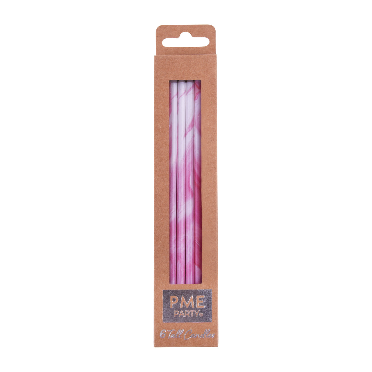 Vela Extra Alta Pink Marble PME - Pack 6 unidades