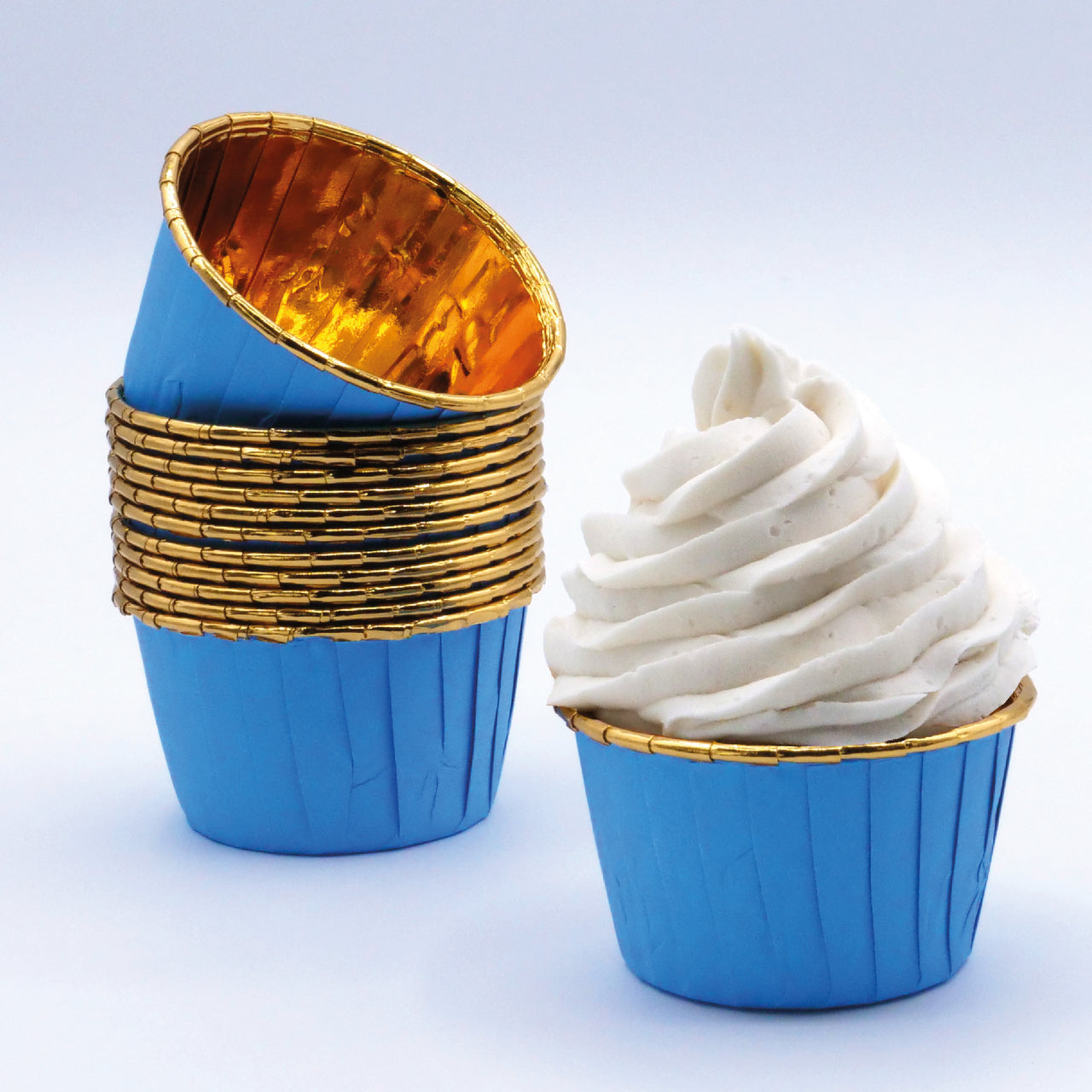 Cápsula Cupcake Azul Escuro & Ouro - JustAddLove