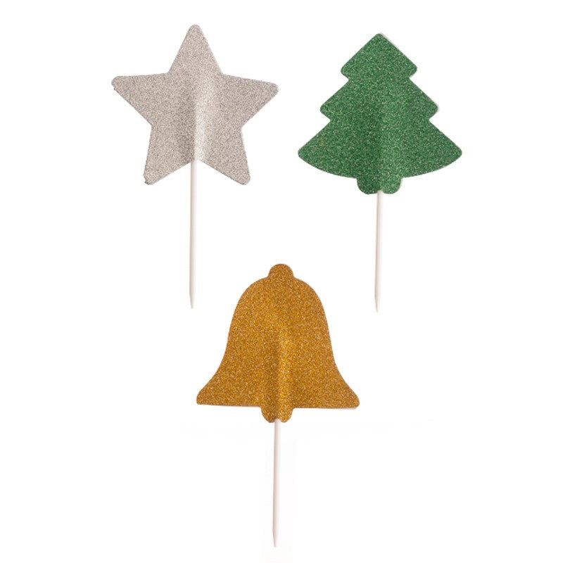 Artigos Diversos - Topper Natal Com Brilhos 5cm Kit Com 20 Un