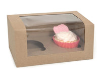 Thumbnail for Caixas Diversas - Caixa Cupcake Box 2 Cupcakes Kraft Pack 3 Unidades