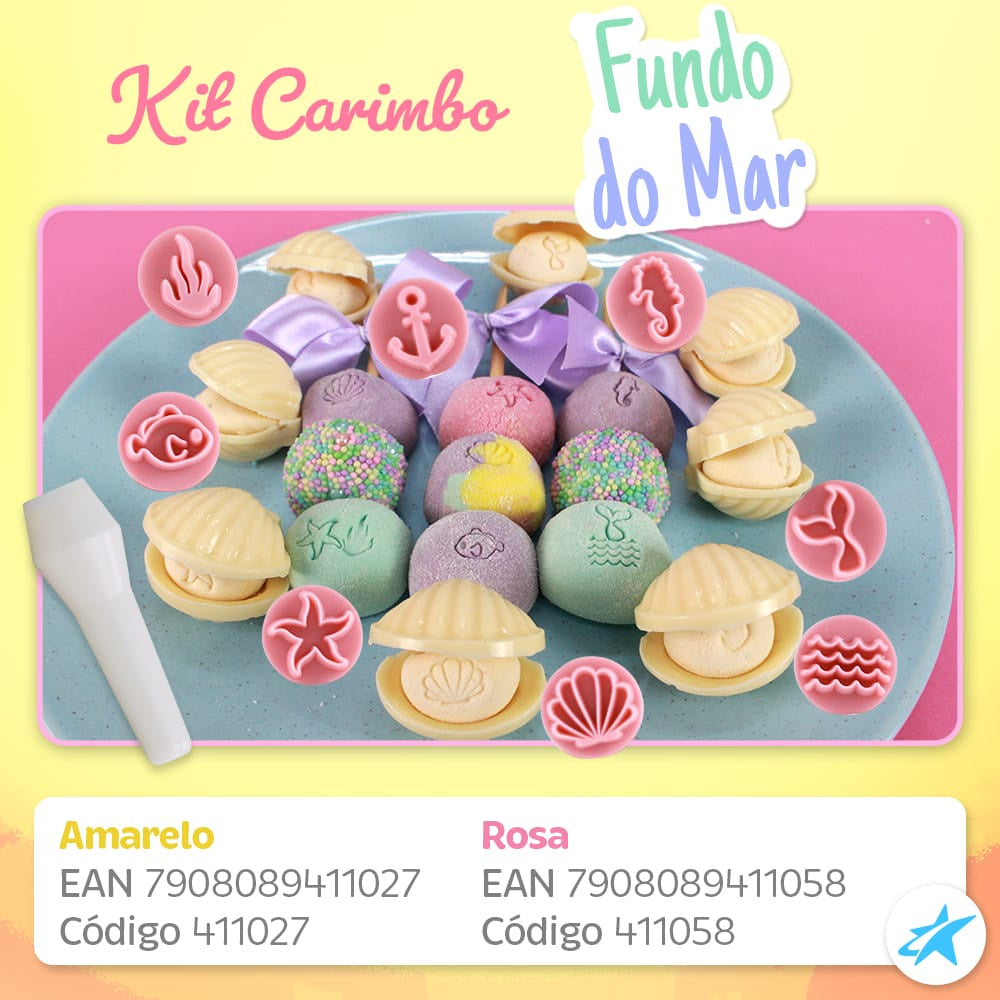 Carimbos - Kit Carimbos Fundo Do Mar (9pcs) - Amarelo